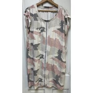Mysteree Size Large T-Shirt Dress Pink Gray Camouflage Pockets